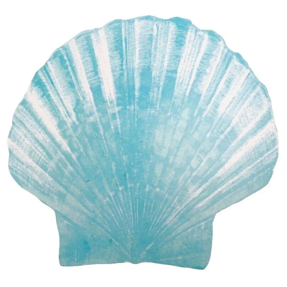 Scallop Shell Placemats Set of 4 Blue Vinyl Foam Back Summer Beach Nautical